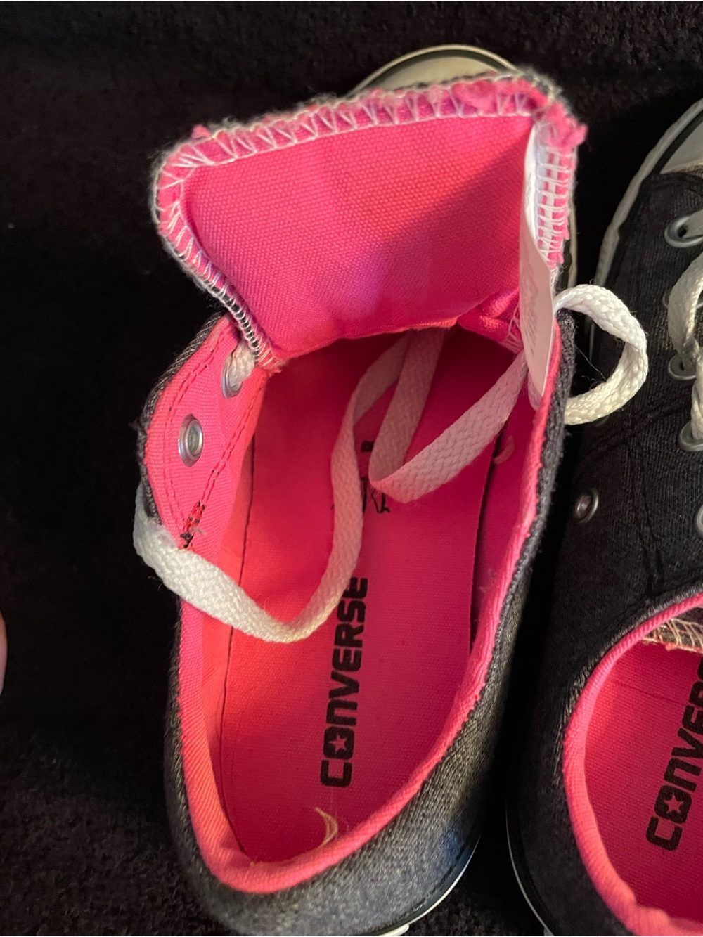 Converse All Star Kids Low Top Sneakers - Charcoal with Pink - Picture 6 of 8